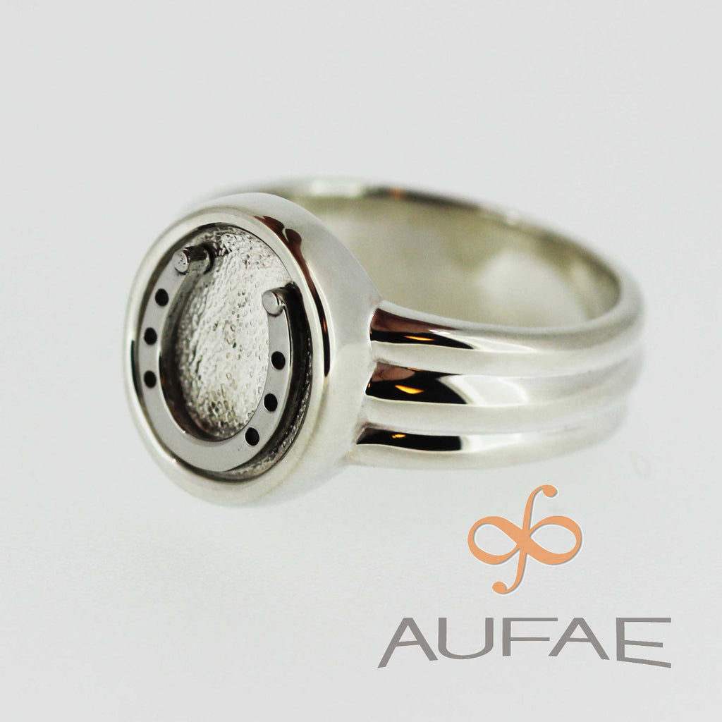 Aufae Horseshoe ring in Sterling Silver with Stainless Steel Horseshoe