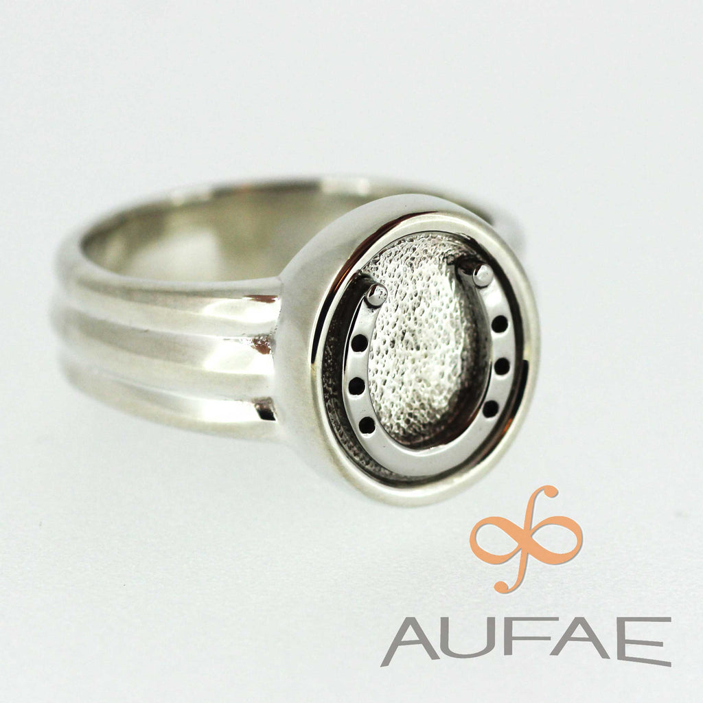Aufae Horseshoe ring in Sterling Silver with Stainless Steel Horseshoe