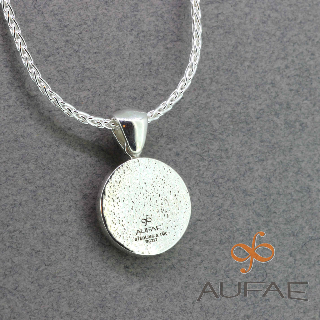The Back of the Aufae Sunmoon Pendant in Sterling Silver