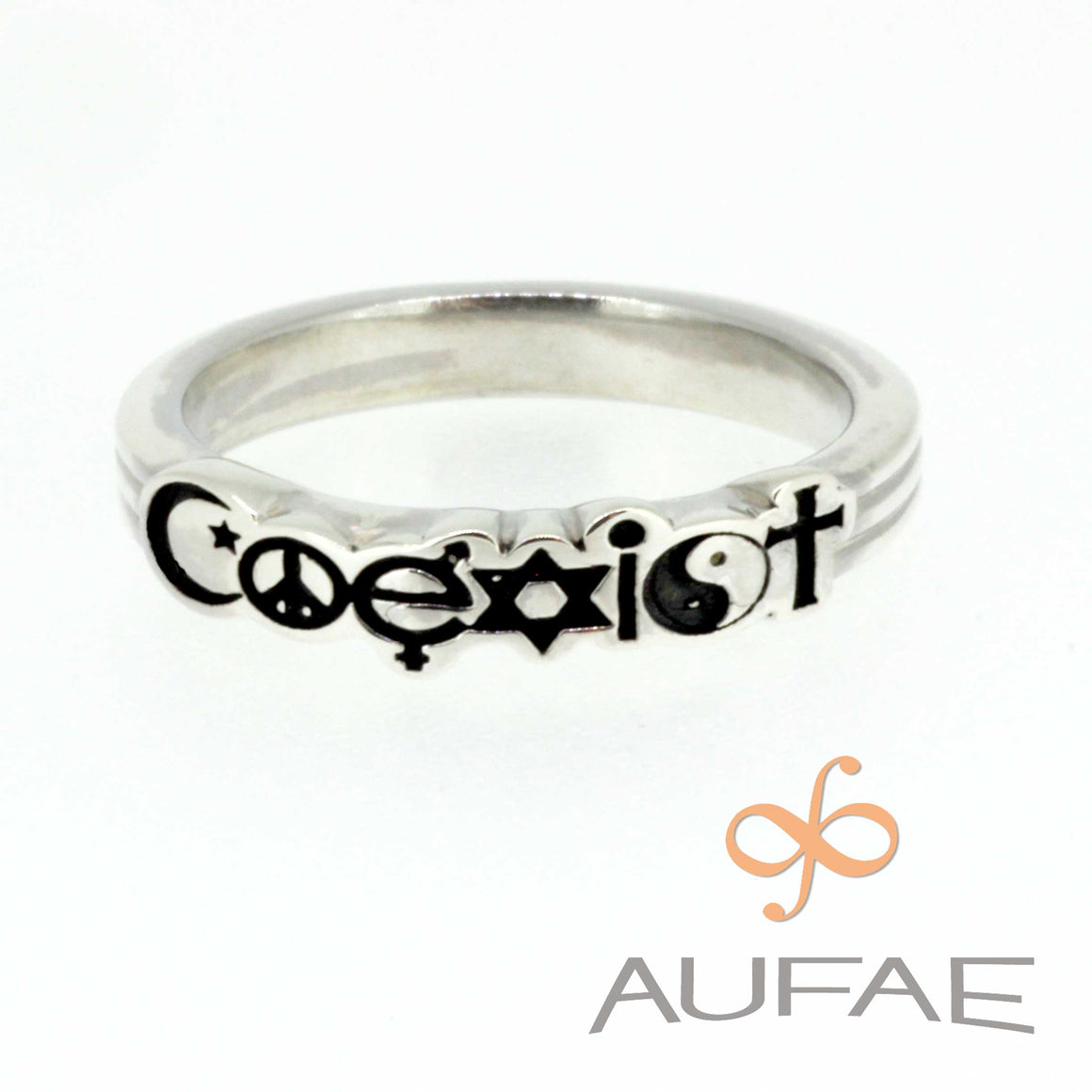 Coexist Ring in Sterling Silver