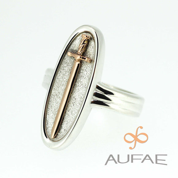Aufae Sword Ring in Sterling Silver with Rose Gold Sword