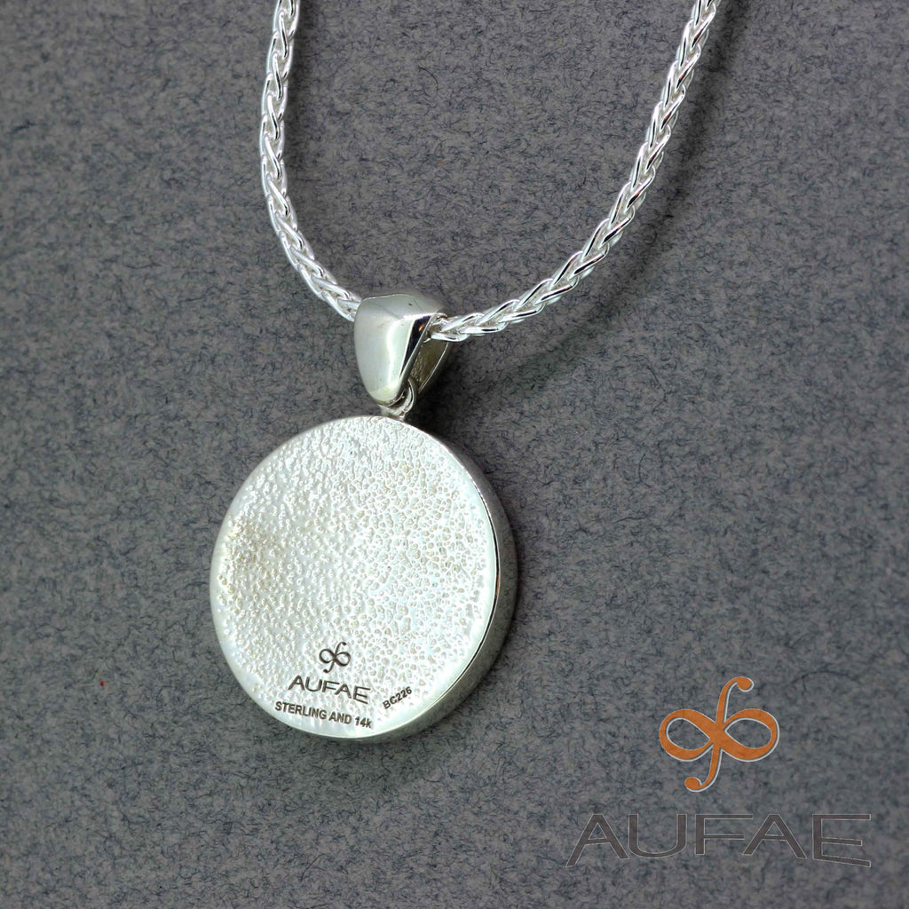 Back of Aufae SunMoon Pendant in Sterling Silver 17mm